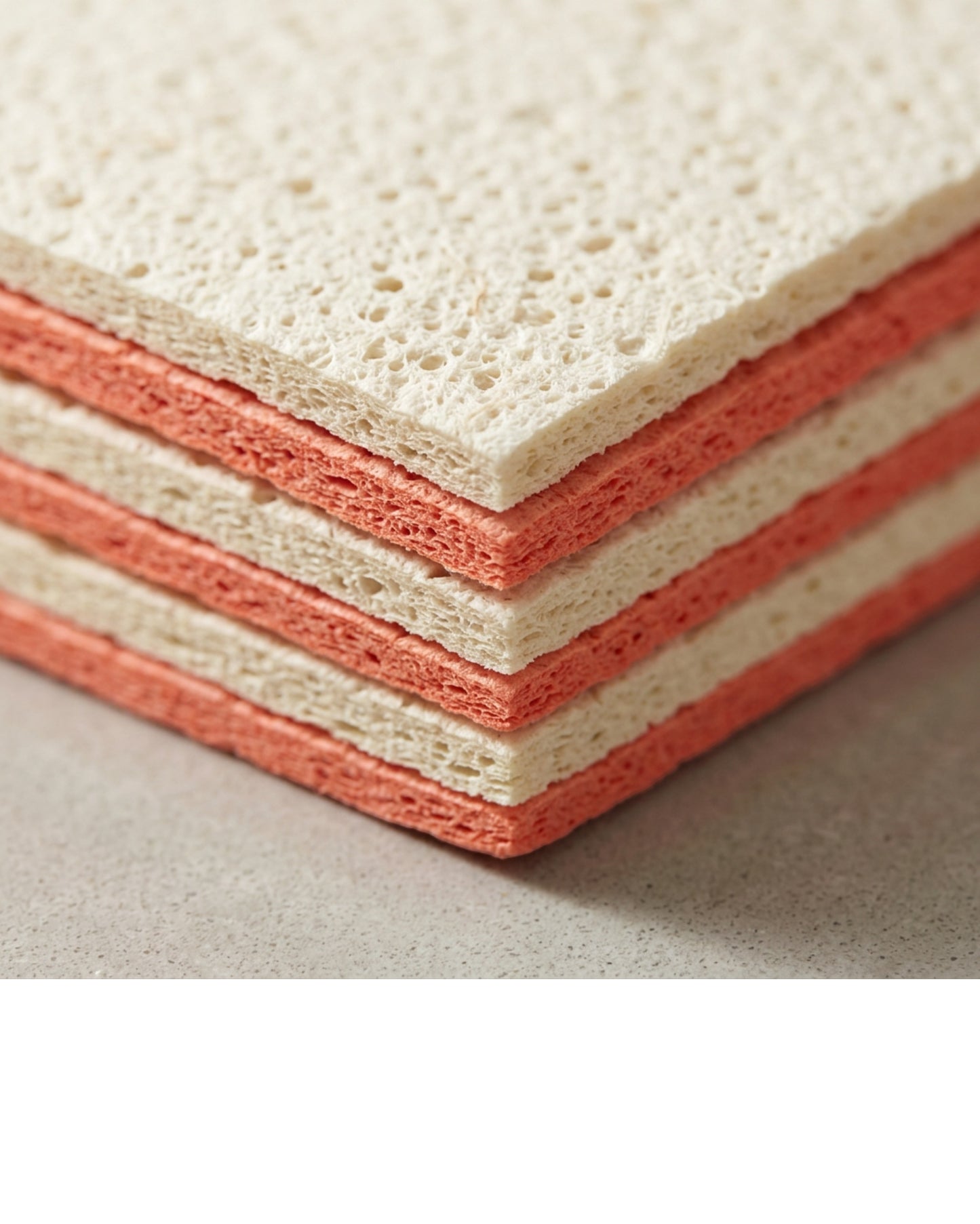 Kovev Cellulose Sponge Cloths Set of 10 18 x 20 cm Cream and Coral - Detail view