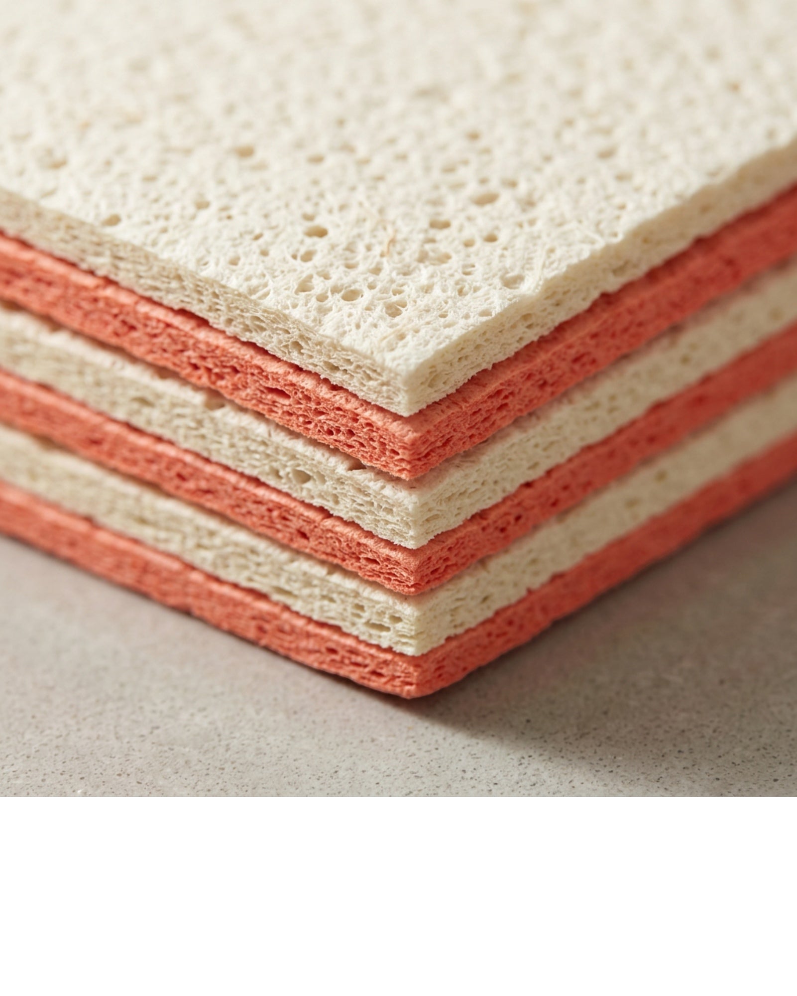 Kovev Cellulose Sponge Cloths Set of 10 18 x 20 cm Cream and Coral - Detail view