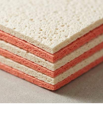 Kovev Cellulose Sponge Cloths Set of 10 18 x 20 cm Cream and Coral - Detail view