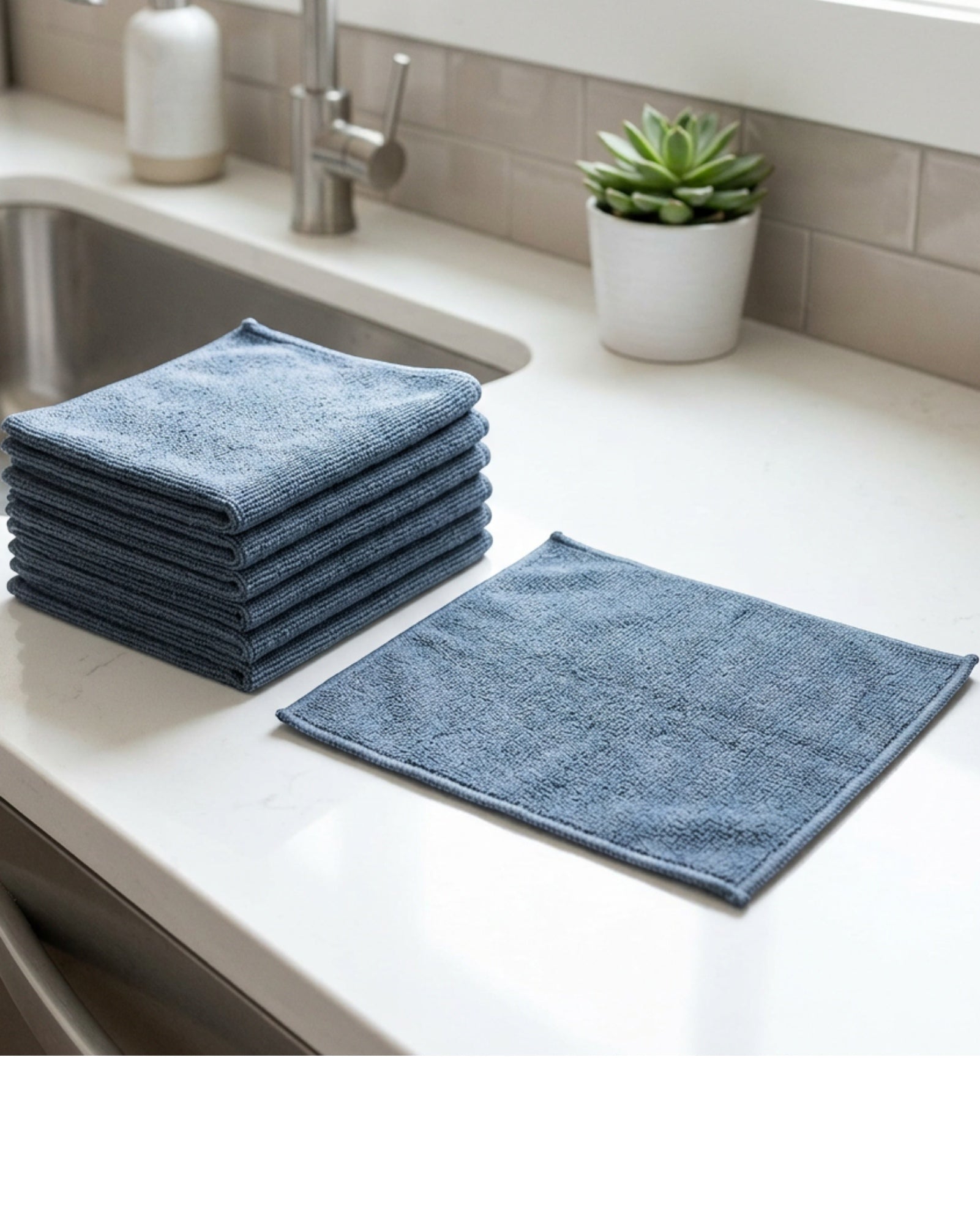 Kovev Microfiber Dish Cloths Set of 8 28 x 28 cm Slate Blue - Lifestyle view